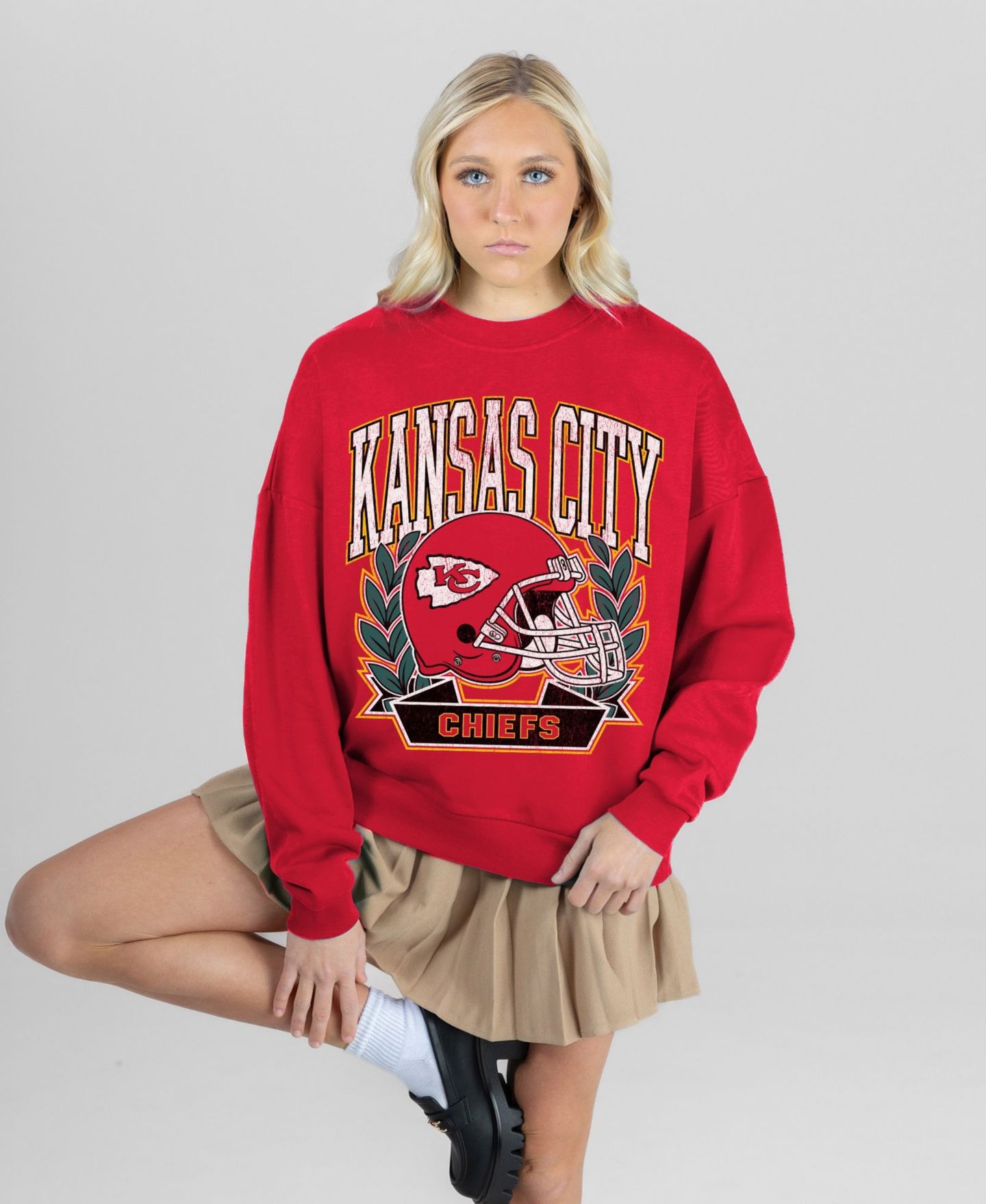 Женская толстовка Gameday Couture Kansas City Chiefs Classic Archives Premium Fleece Oversized Crewneck — фото 2