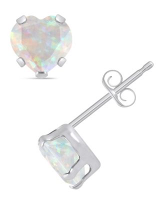 Lab-Grown Emerald (7/8 ct. t.w.) Stud Earrings in 10k White Gold (Also available in Lab-Grown Opal, Ruby, and Sapphire)