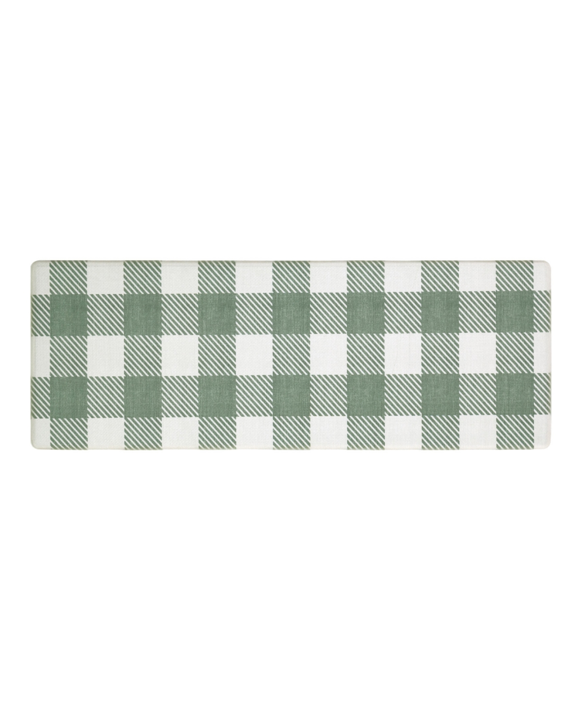 Anti-Fatigue Holiday Buffalo Check Kitchen Mats - Sage Multi / 17.5" x 48"