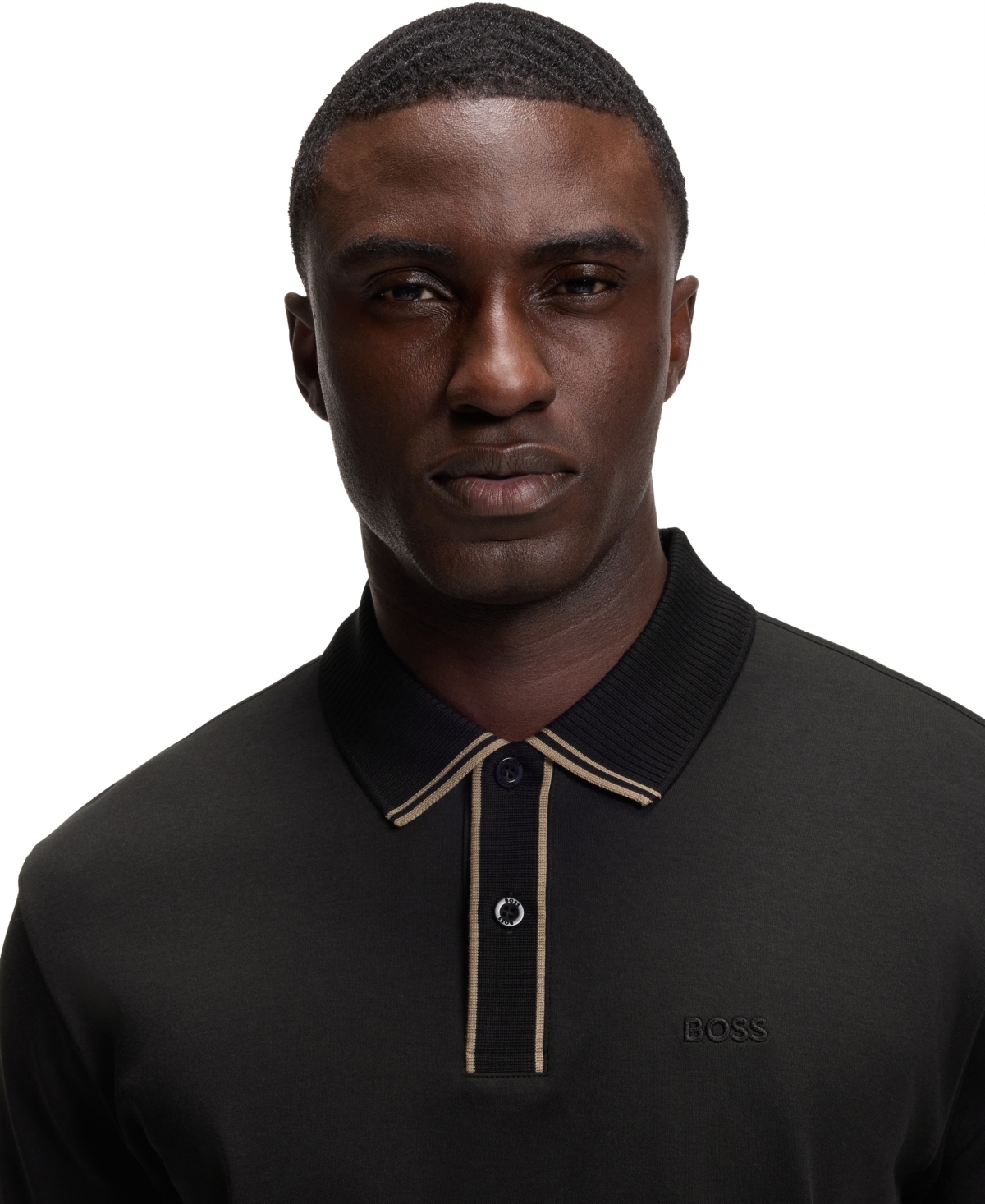 Boss by Hugo Men's Interlock Cotton Striped-Trim Polo Shirt
