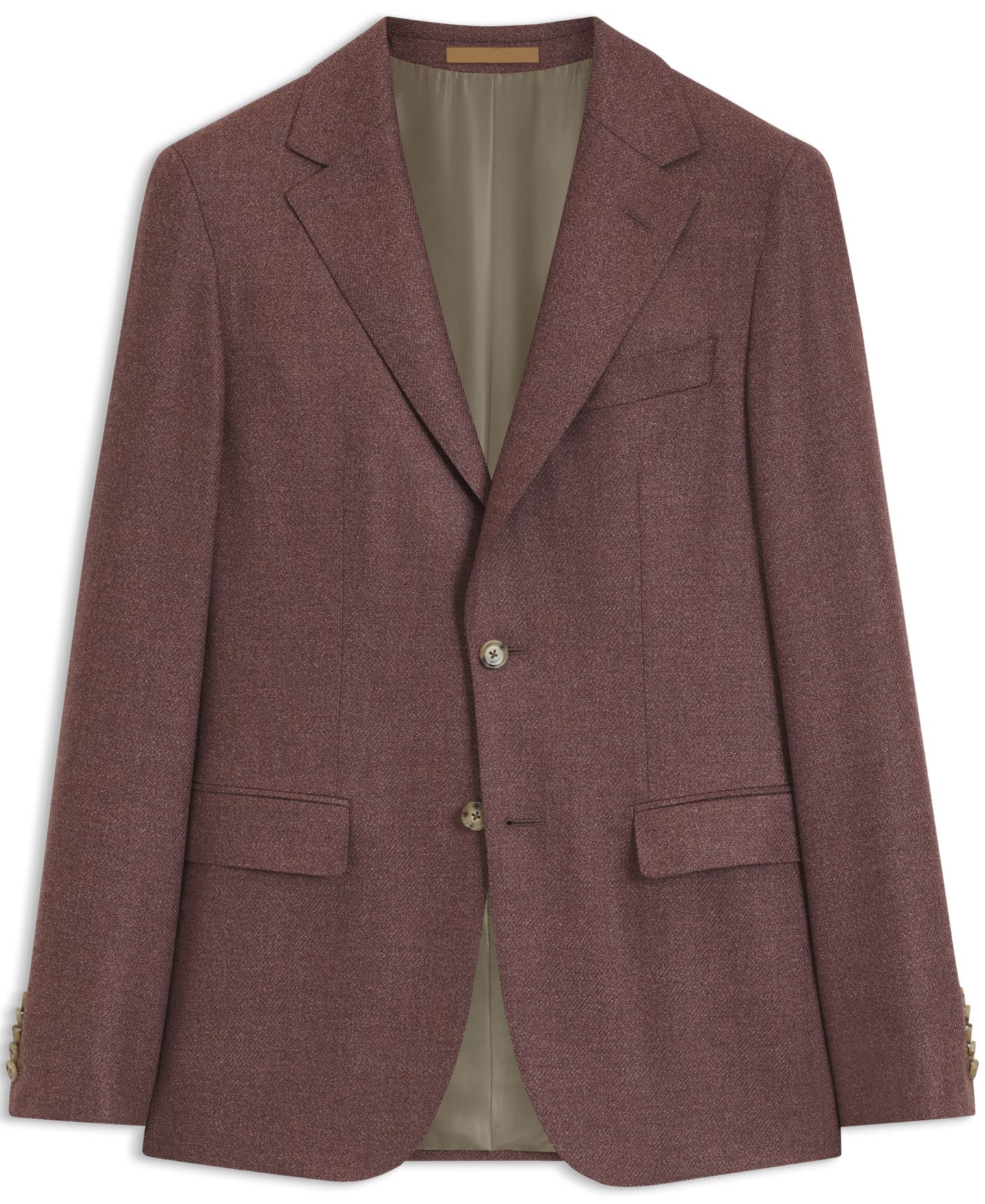 Мужской пиджак Hugo Boss Wool-Silk Regular-Fit Single-Breasted Blazer, цвет: Коричневый — фото 2