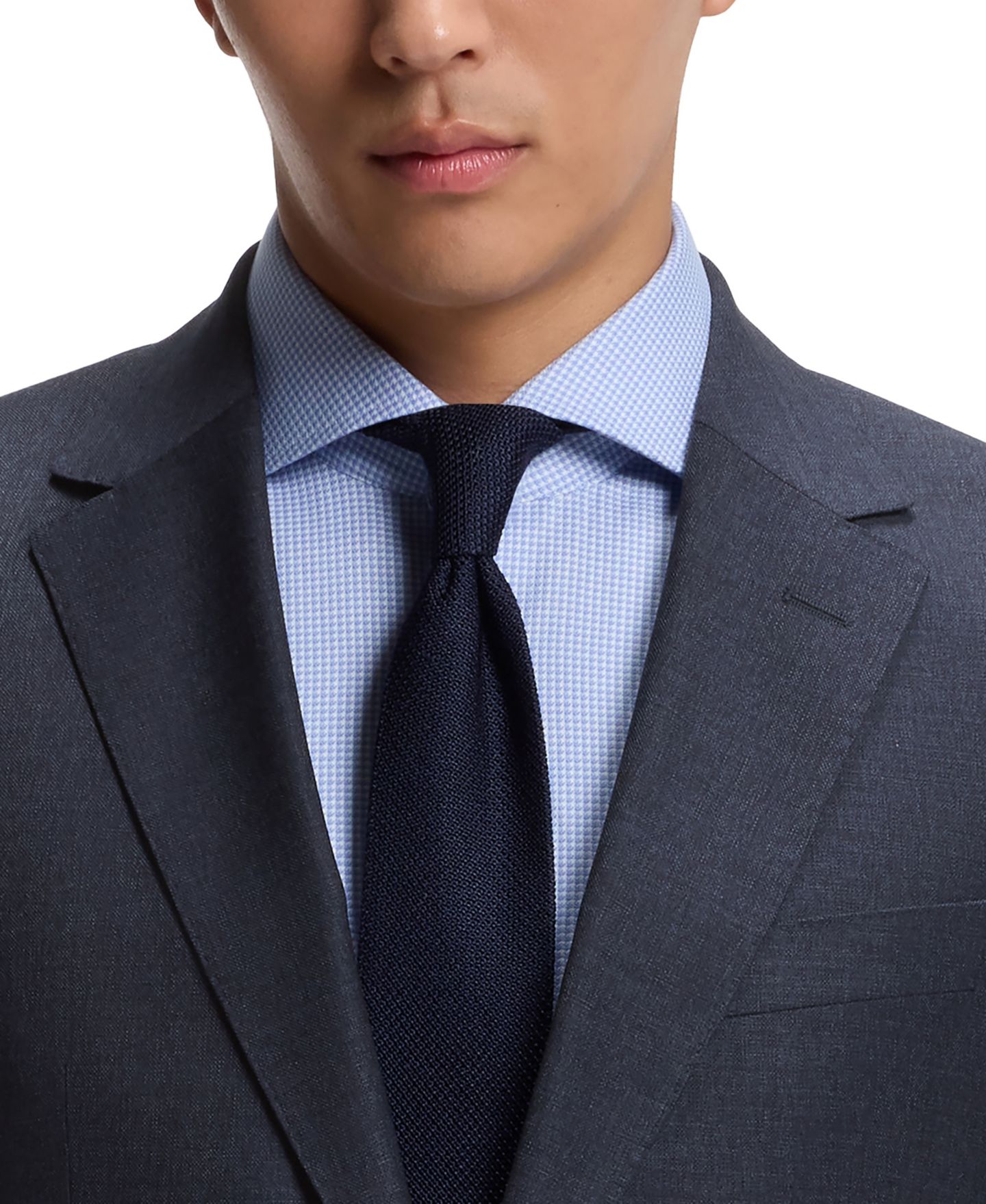 Мужские комплекты Hugo Boss Patterned Stretch Wool Two-Piece Slim-Fit Suit, цвет: Тёмный синий — фото 9