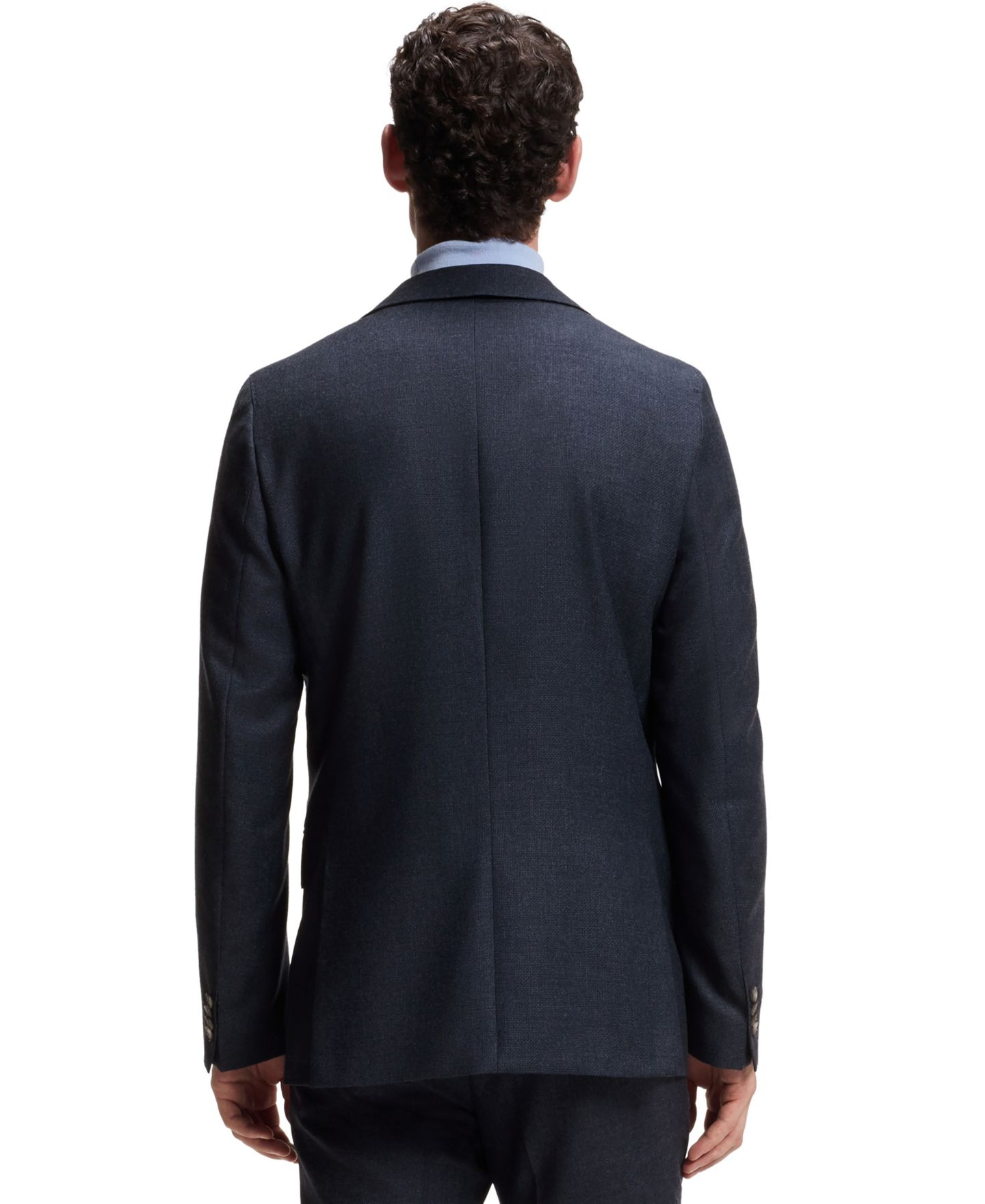 Мужской пиджак Hugo Boss Wool Patterned Slim-Fit Blazer, цвет: Тёмный синий — фото 6