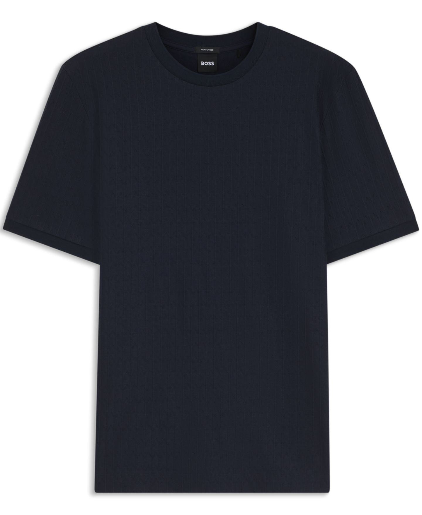 Мужская футболка Hugo Boss BOSS by Cotton Jacquard Regular-Fit, цвет: Тёмный синий — фото 2