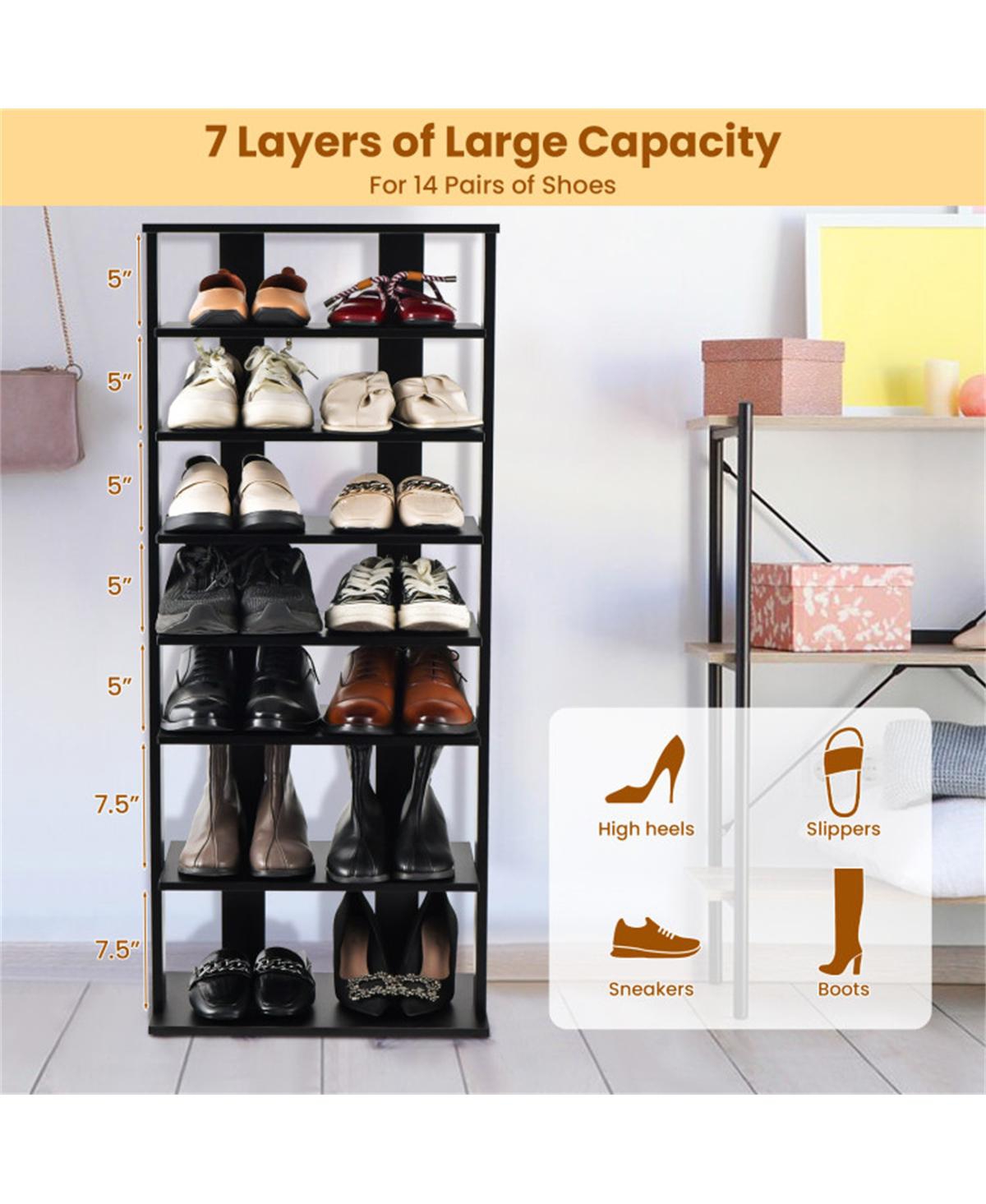 Slickblue 7-Tier Entryway Shoe Rack with Double-Row Adjustable Storage