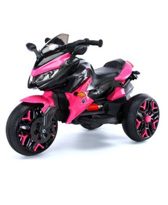 Kids Motorcycle 3-Wheel with Manual Throttle, LED Light-Up Wheels & Training Wheels Ride-On Toy, Ages 3-6