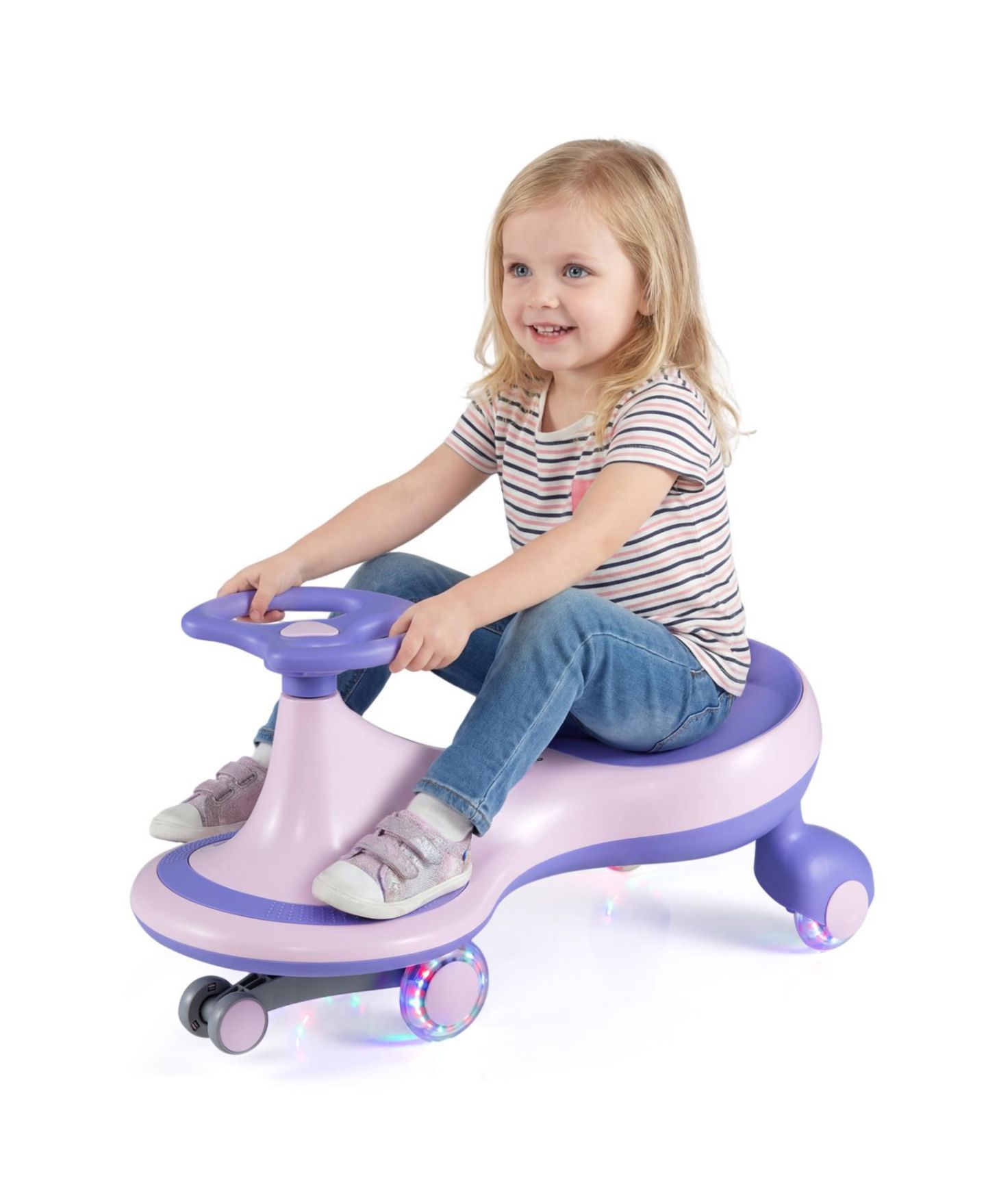 Детская игрушка Mecale Wiggle Car 27" Flashing Wheels Ride-On Toy, 110-lb Capacity, от 2 лет, цвет: Фиолетовый — фото 2