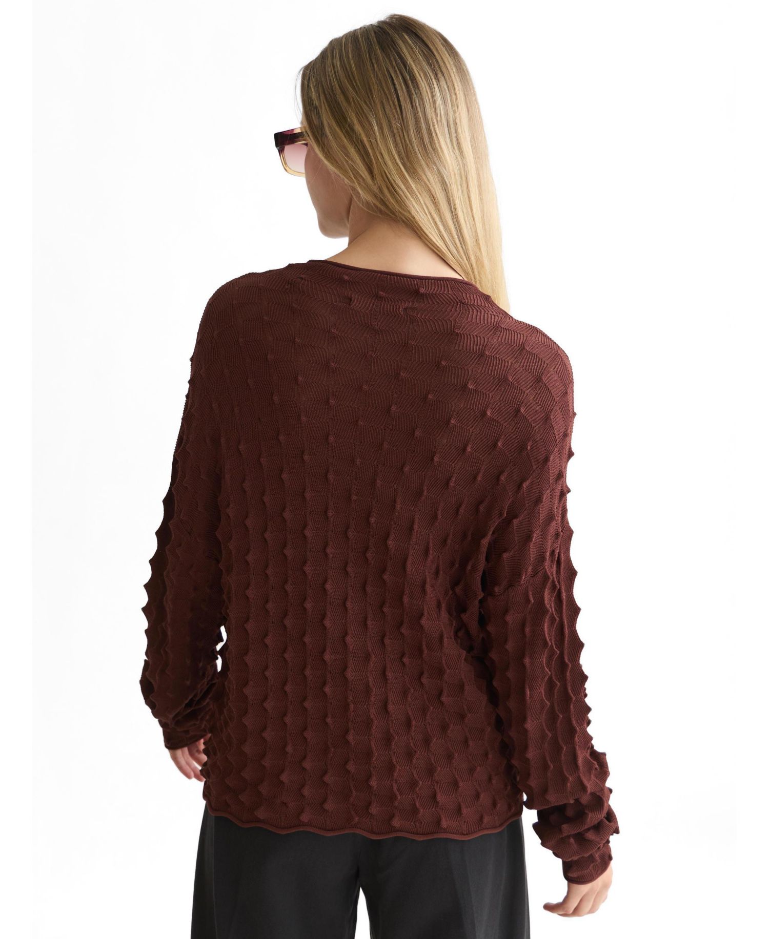 Women's Textured-Stitch Funnel-Neck Cardigan