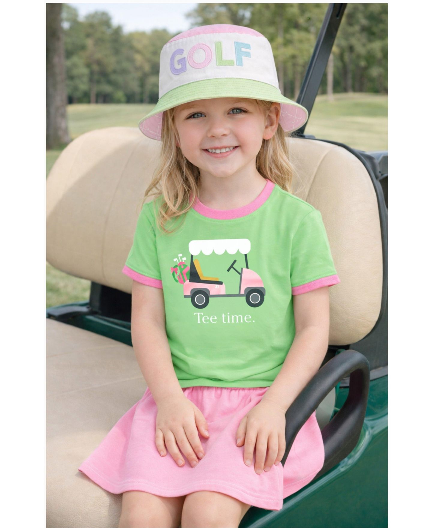 Панама Bits & Bows Rainbow Golf Reversible Bucket Hat для девочек, цвет: Розовый — фото 2