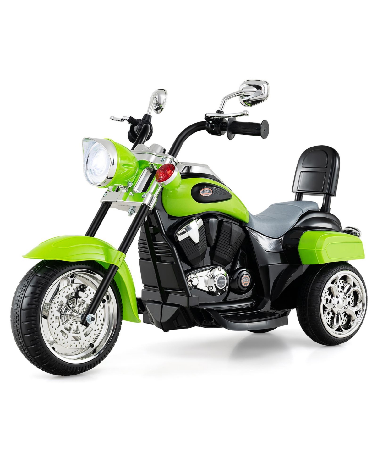 Gymax 6V Kids Ride-On Chopper Motorcycle, 36" x 19" x 25", 3-Wheel, Led Headlight, 66 Lb. Capacity, Ages 3+ - Green
