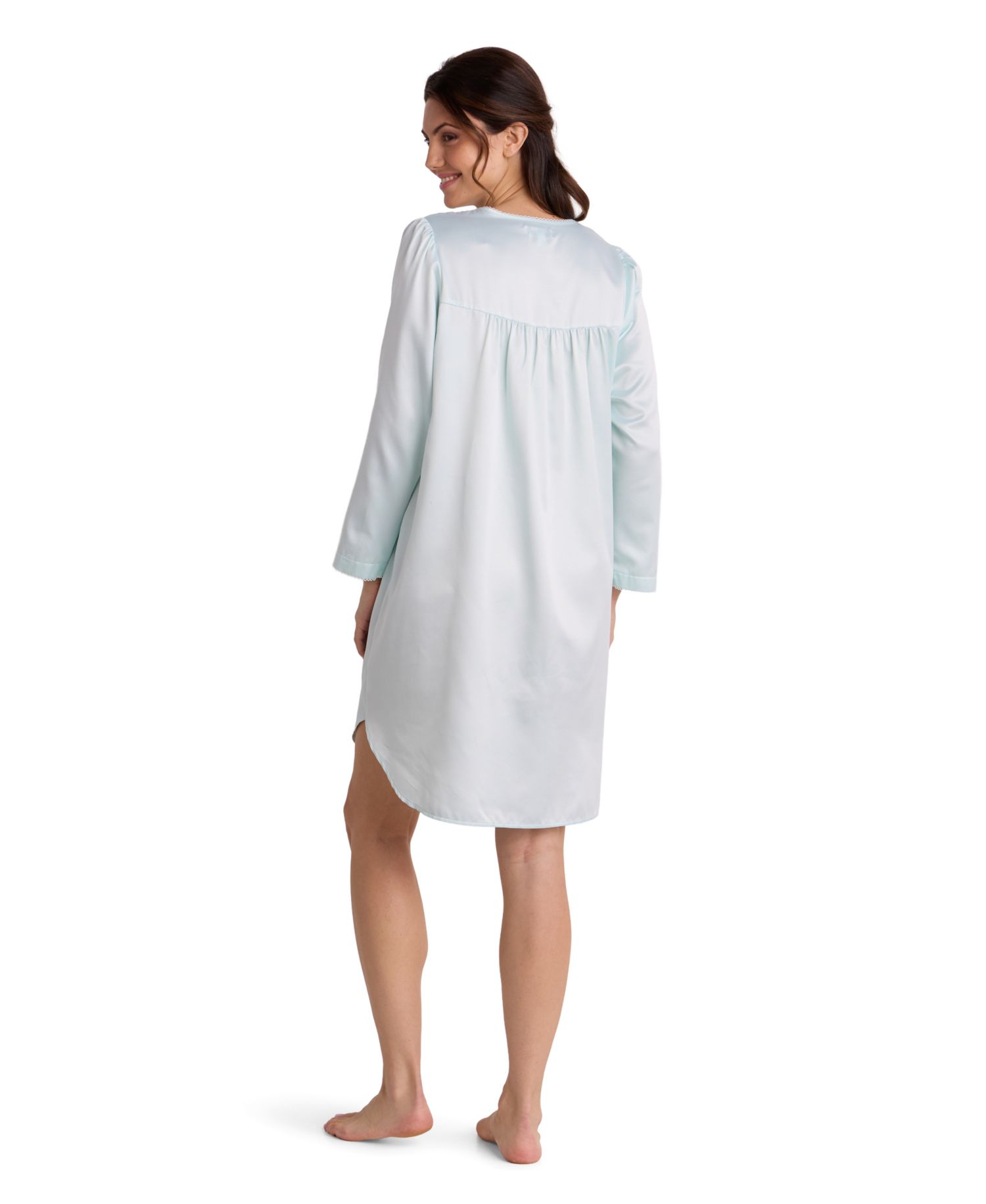 Women's Long-Sleeve V-Neck Brushed-Back Satin Gown