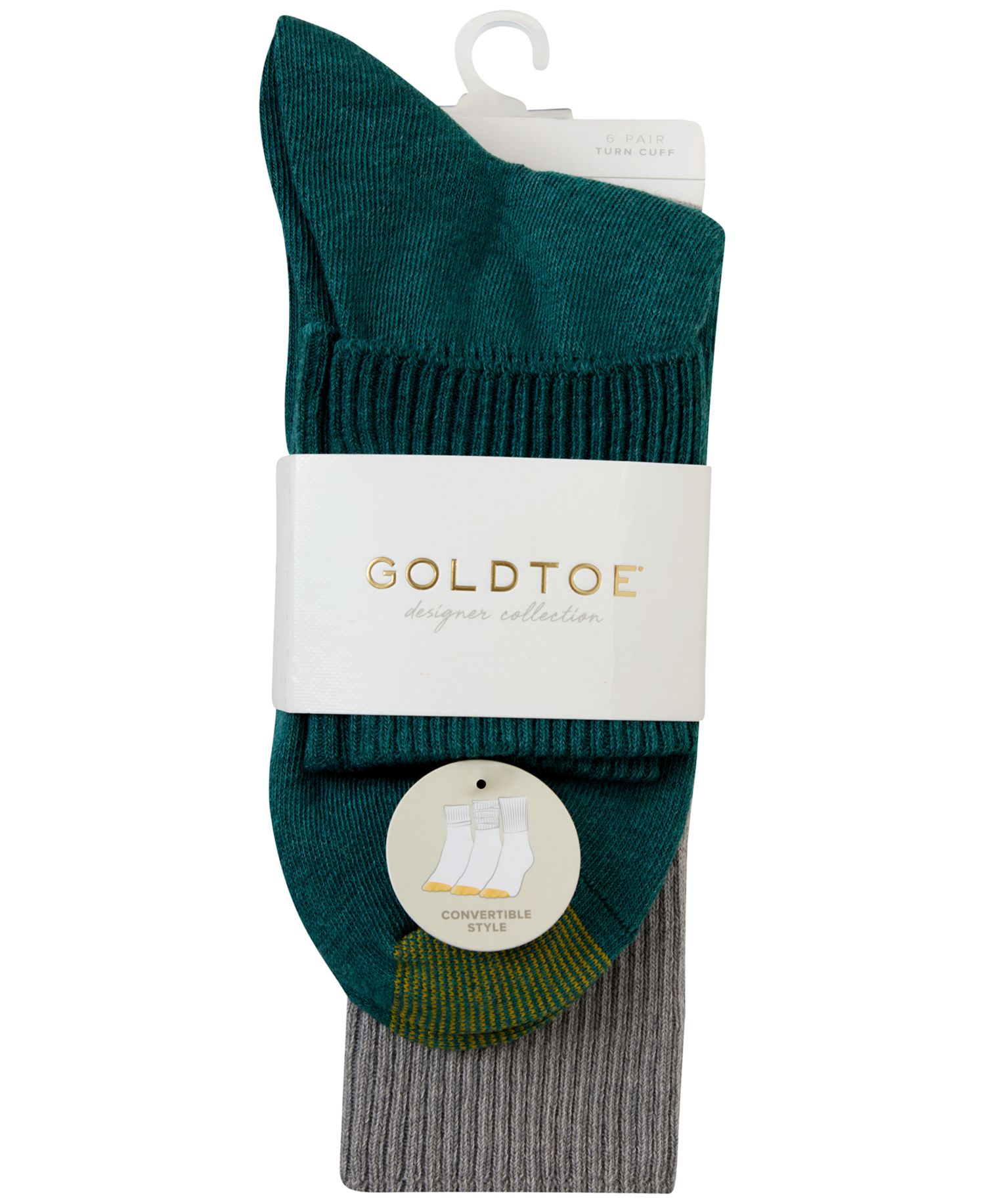Women's Turn Cuff Convertible Reinforced-Toe Crew Socks, 6-Pack