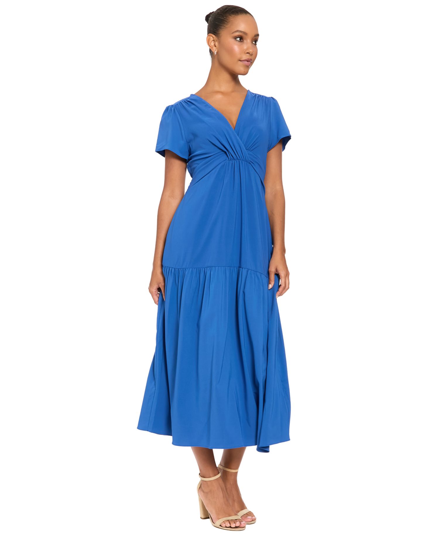 Women's Short-Sleeve A-Line Maxi Dress