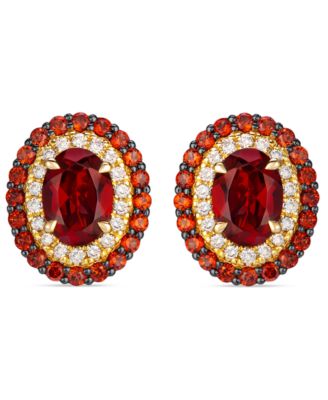 Garnet (2.31 ct. t.w.) & Diamond (0.21 ct. t.w.) Stud Earrings in 14k Honey Gold