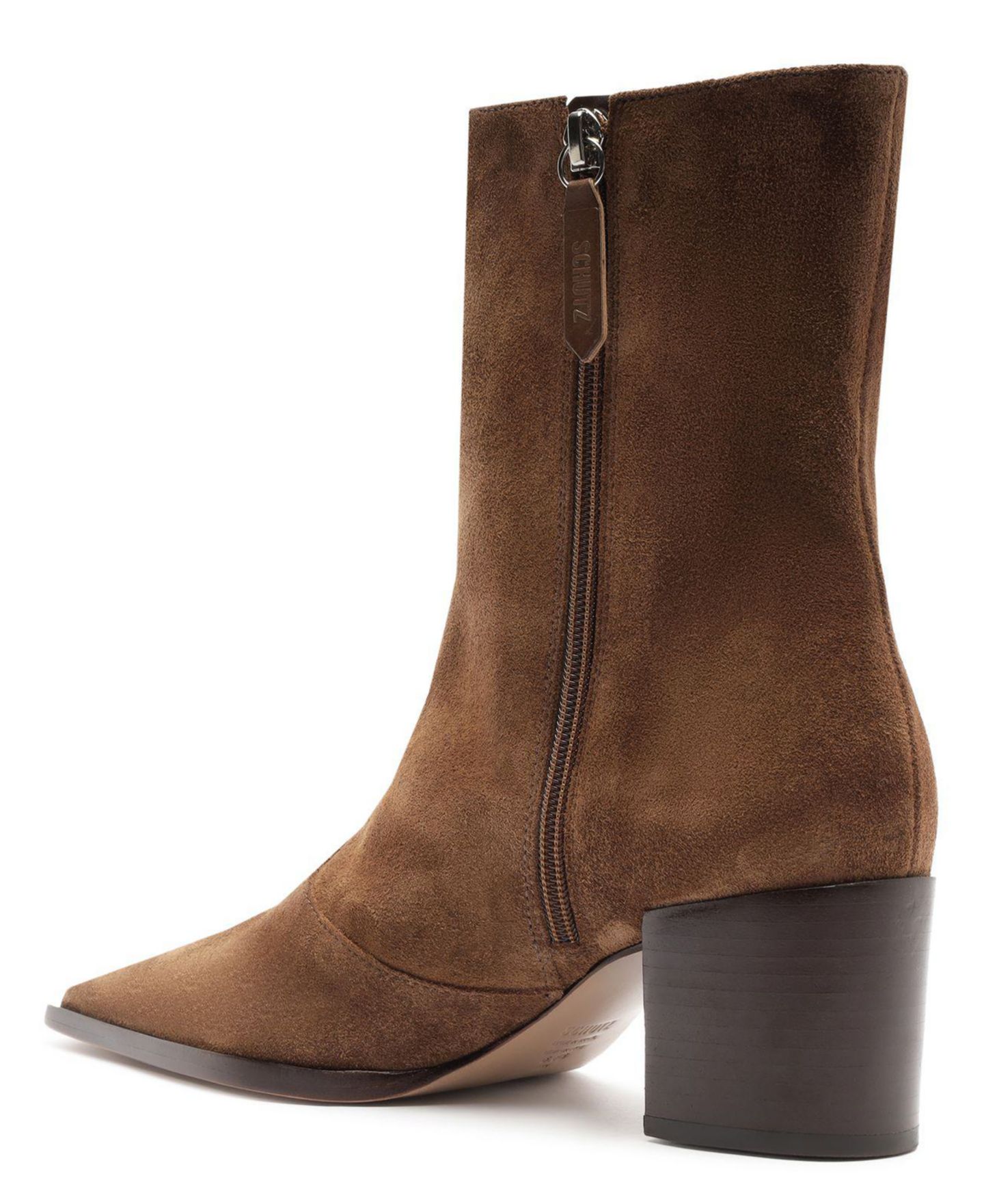 Женские ботинки Schutz Raffaela Mid Block Heel Dress Booties, цвет: Пекан коричневый — фото 10