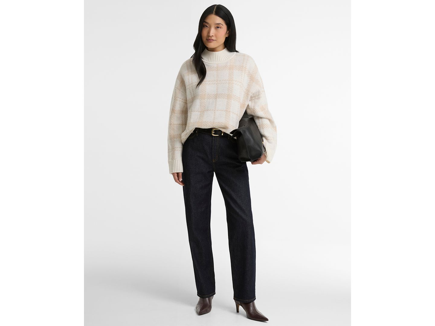Женский свитер Barbour Delilah Mock Neck Tartan Wool-Blend, цвет: Облачный разноцветный — фото 2