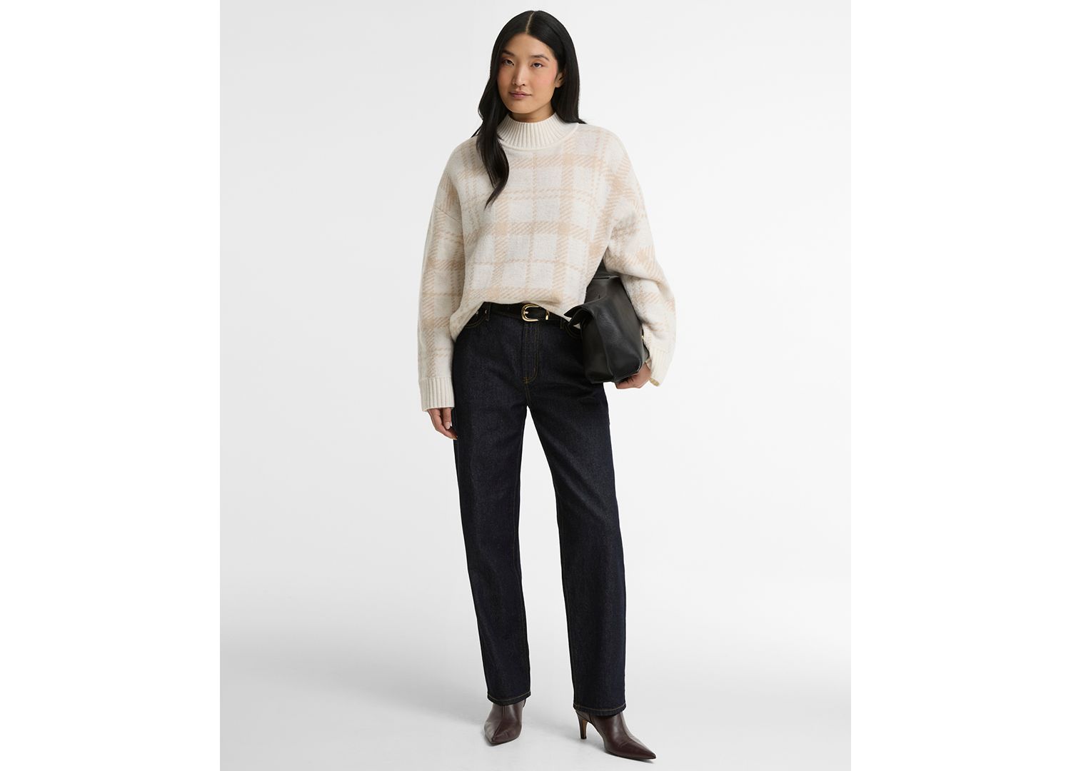 Women's Delilah Mock Neck Tartan Wool-Blend Sweater