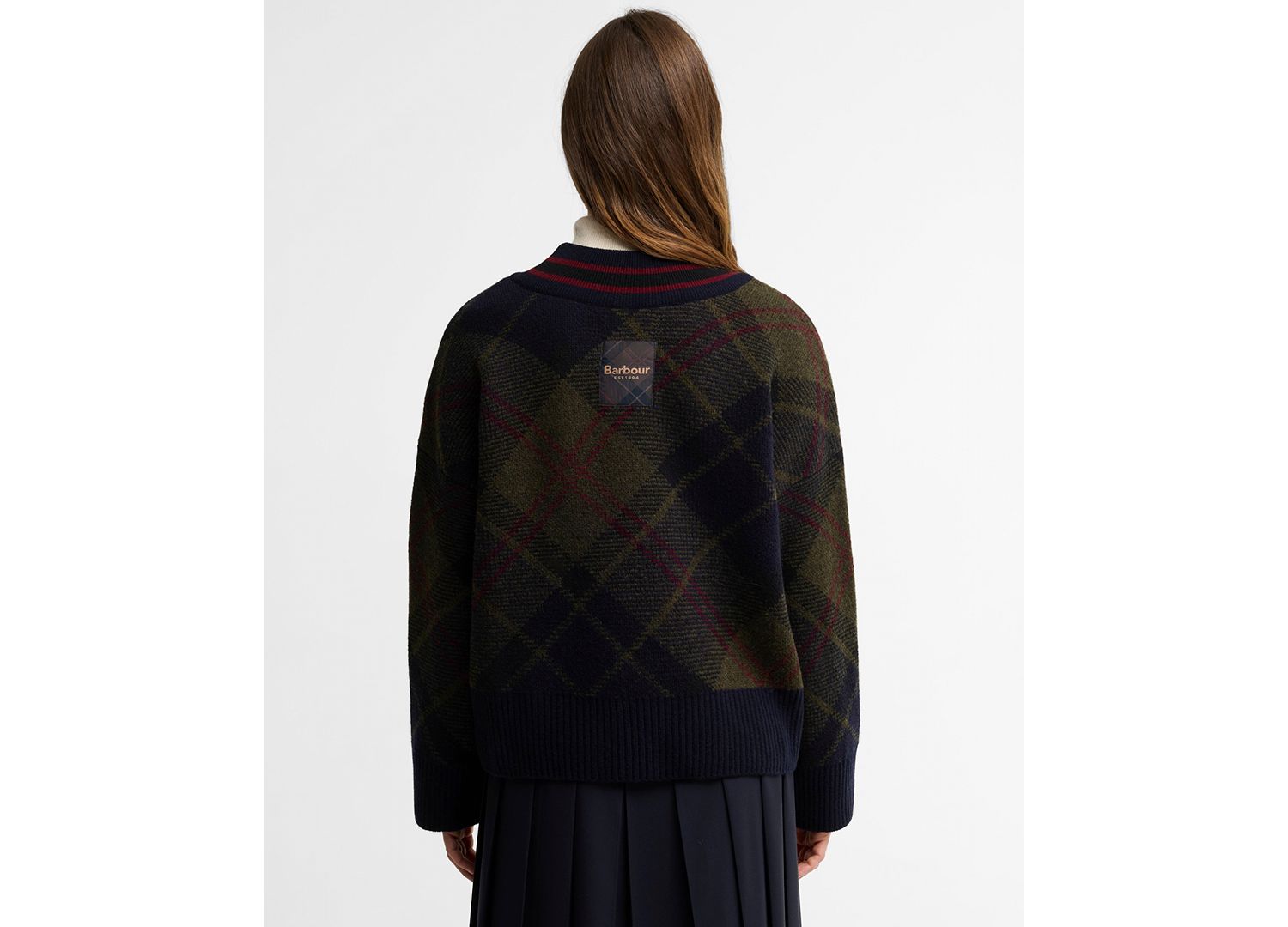 Women's Shae Tartan-Print V-Neck Long-Sleeve Sweater