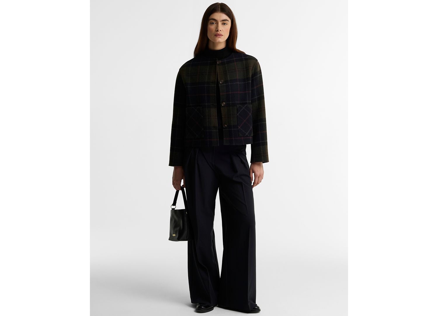Women's Marlow Plaid Long-Sleeve Wool-Blend Overshirt