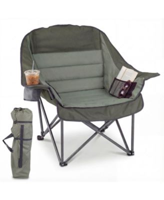 Oversized Folding Camping Chair with Cup Holder Side Pockets and 500 lbs Capacity