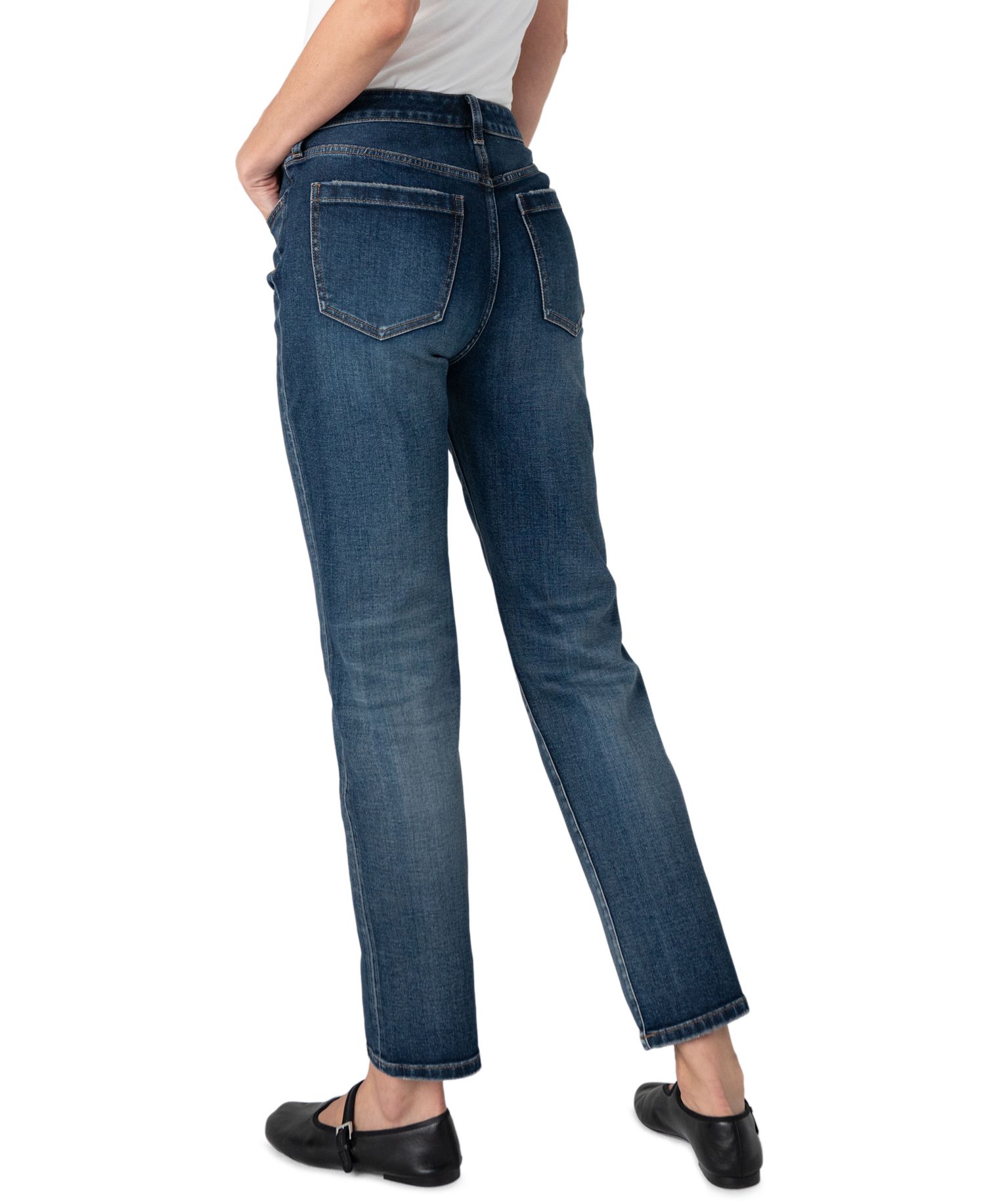 Women's Rowan Slim Straight-Leg Dark Rinse Mid Rise Jeans