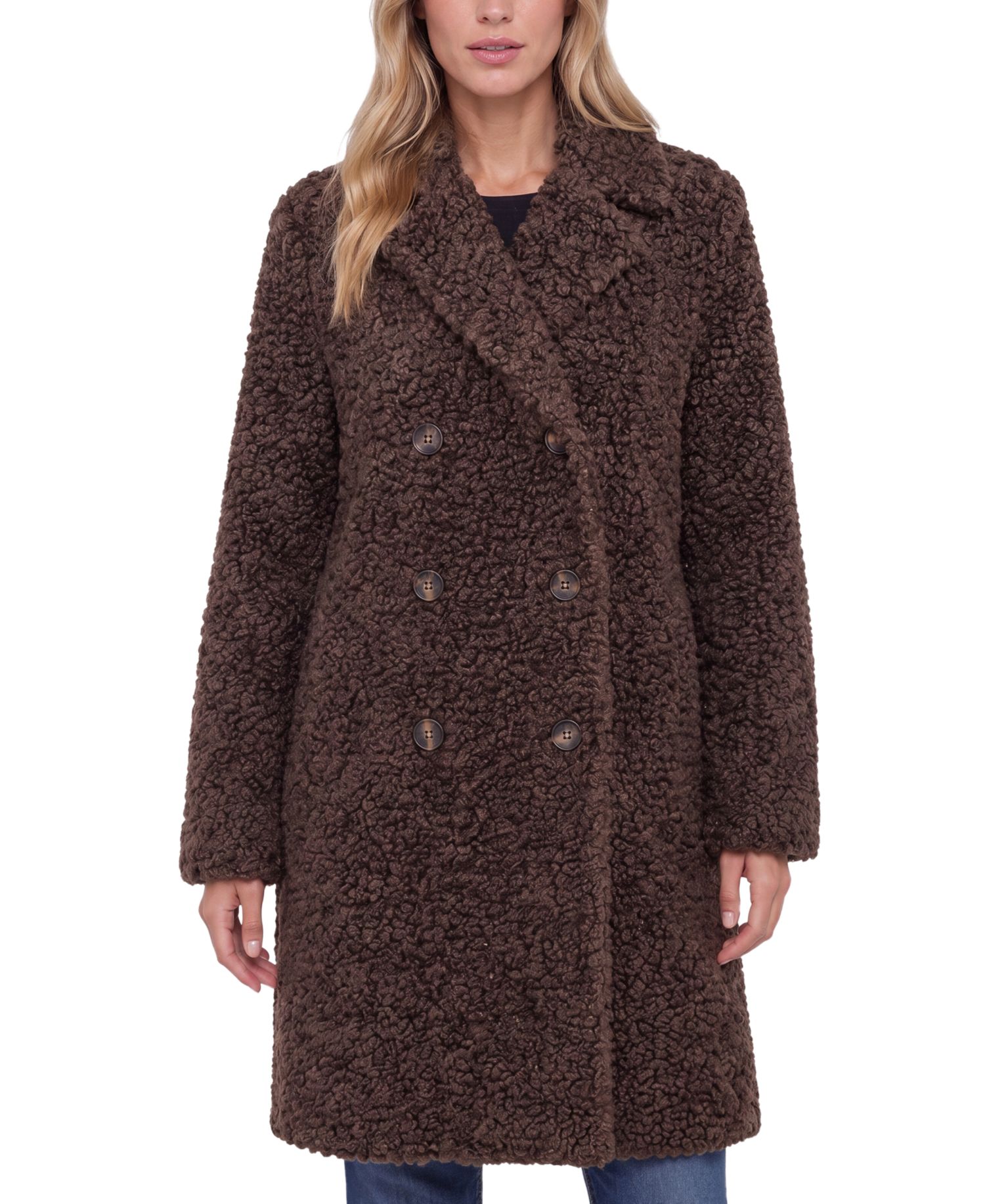 Women's Double-Breasted Teddy Faux Shearling Coat