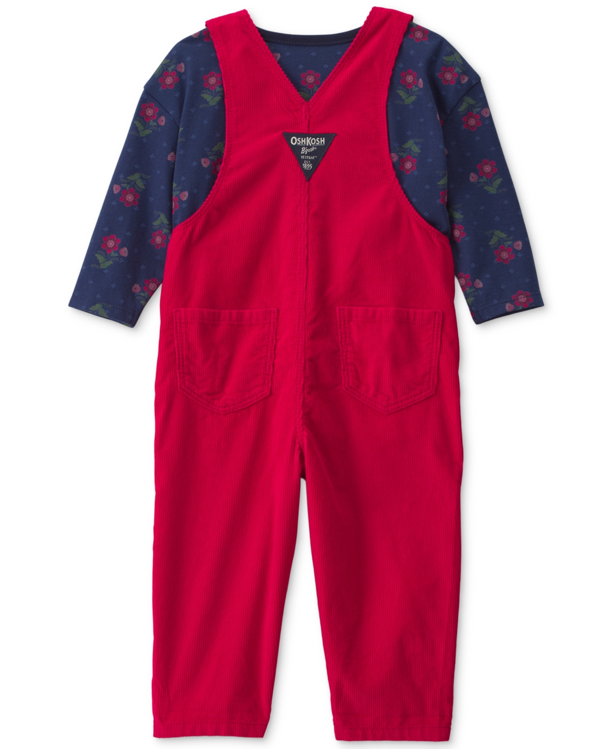 Osh Kosh Baby Girls' Floral Corduroy Long-Sleeve Top and Overall Set