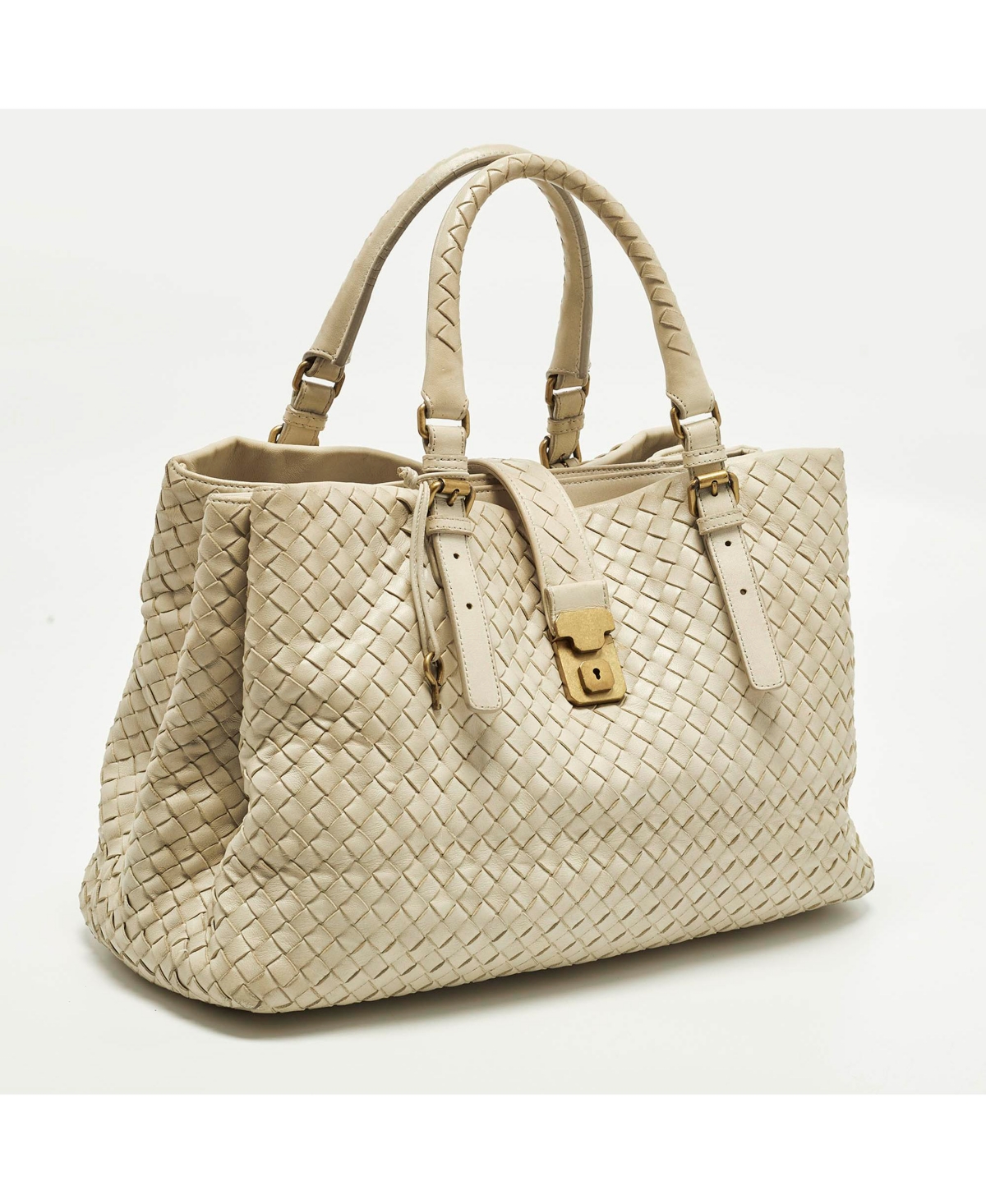 Pre-Owned Bottega Veneta Roma Large Intrecciato Leather Tote