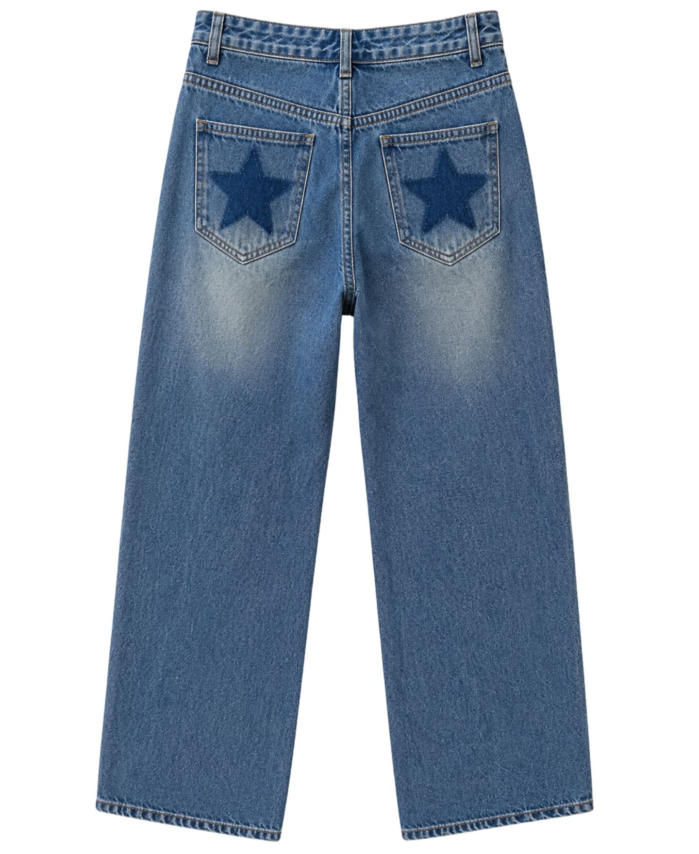 Джинсы With Jules Wide-Leg Star Patch Jeans для девочек, цвет: Средний синий — фото 2