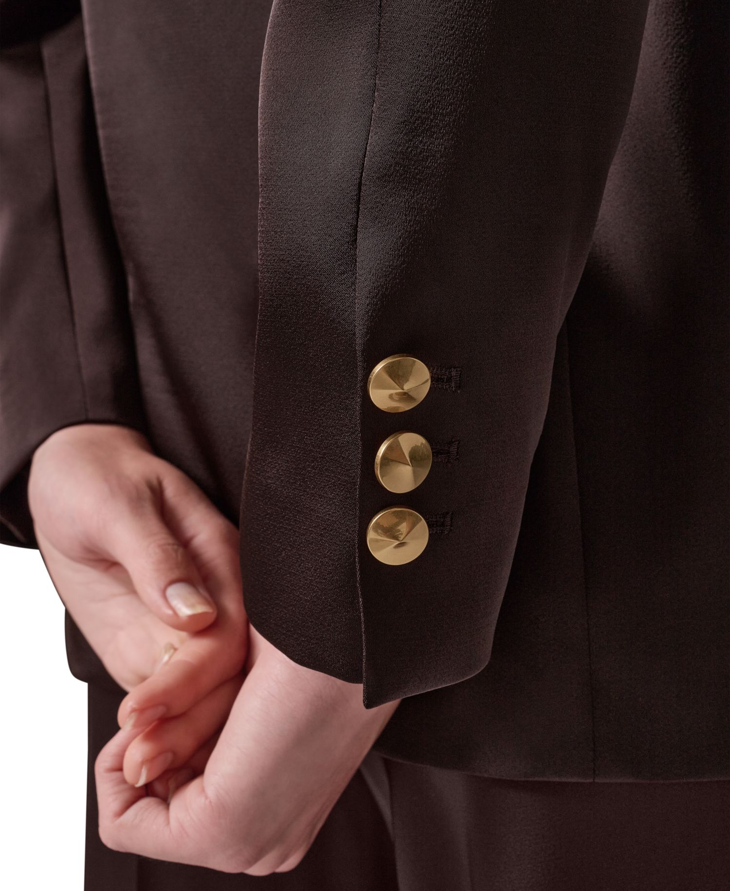 Petite Satin Shawl Lapel Shoulder-Padded Blazer