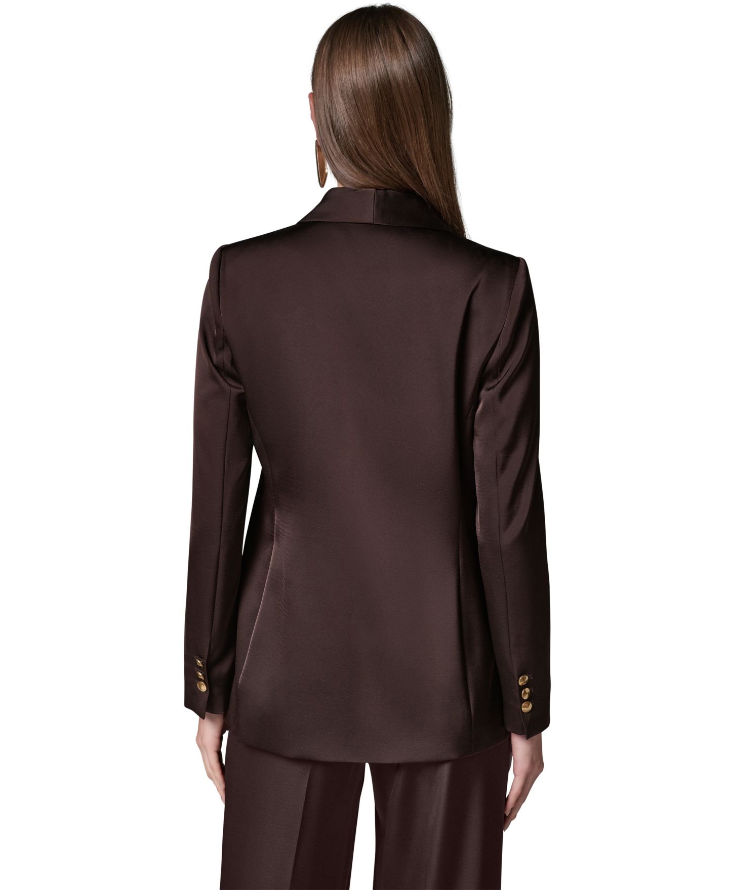 Женский пиджак Donna Karan New York Petite Satin Shawl Lapel Shoulder-Padded Blazer, цвет: Тёмно-коричневый — фото 9
