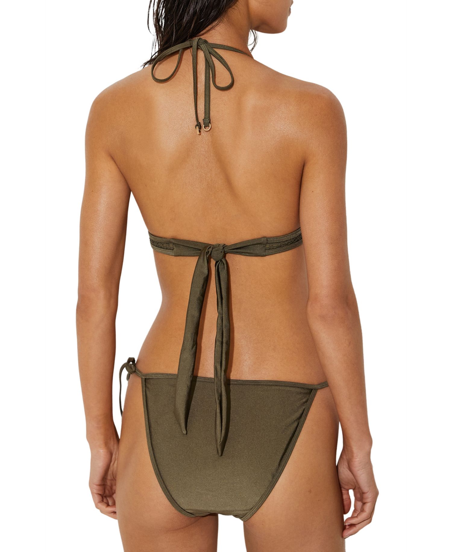 Women's Hennel Triangle Halter Shimmer Bikini Top