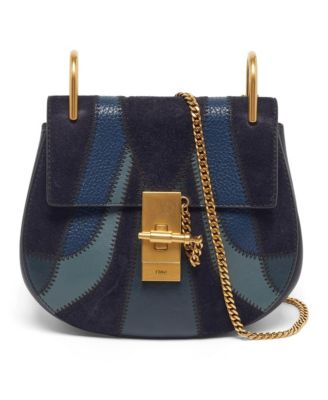 Mini Drew Patchwork Suede and Leather Shoulder Bag