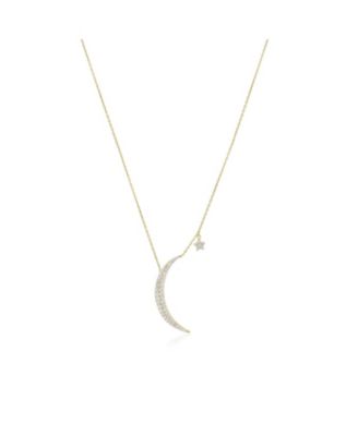 Jumbo CZ Moon Necklace 14K Gold-Plated Sterling Silver