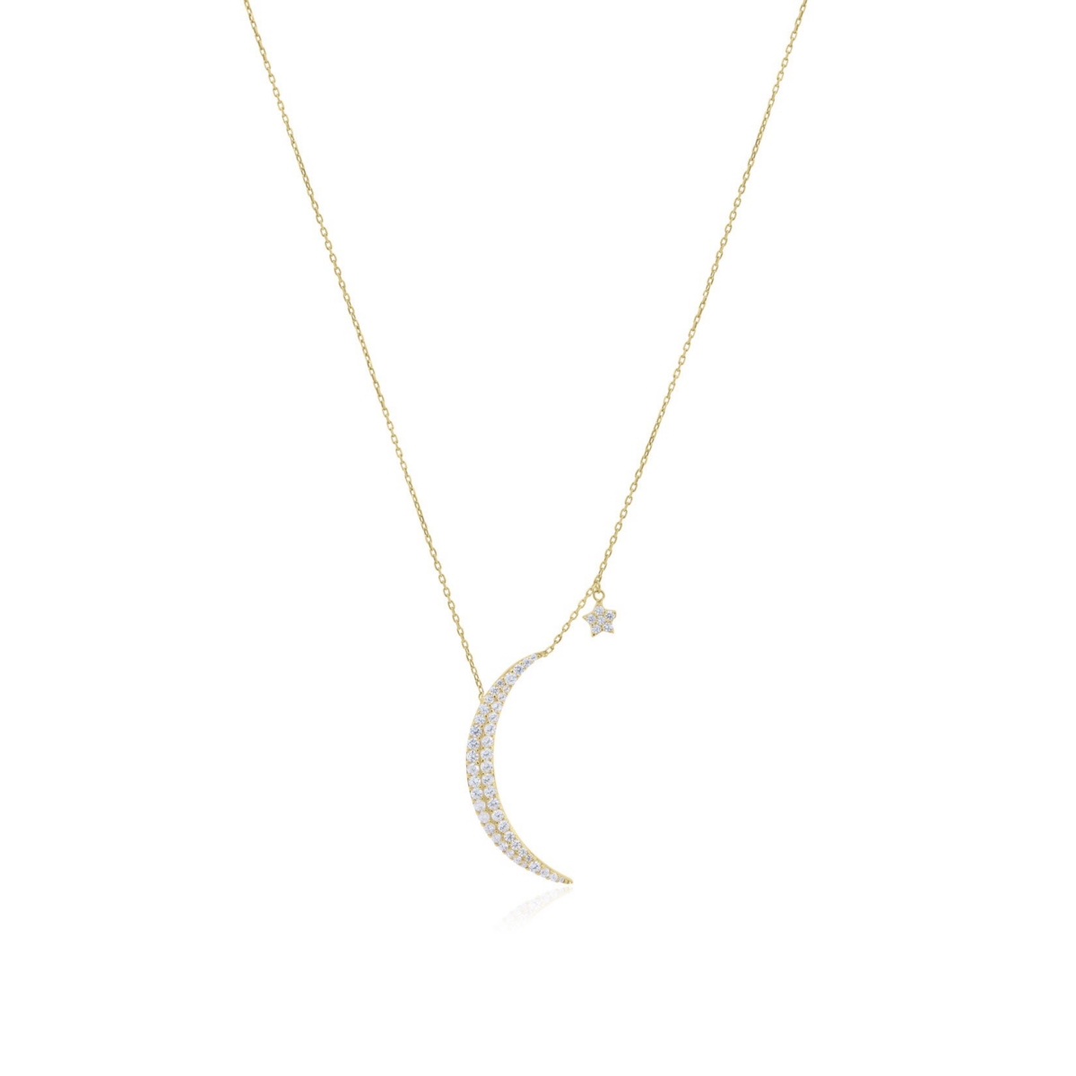 The Lovery Jumbo Cz Moon Necklace 14K Gold-Plated Sterling Silver - Gold plated sterling silver