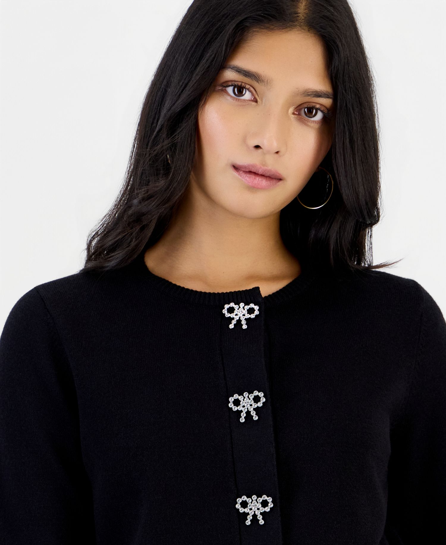 Petite Embellished Crewneck Cardigan