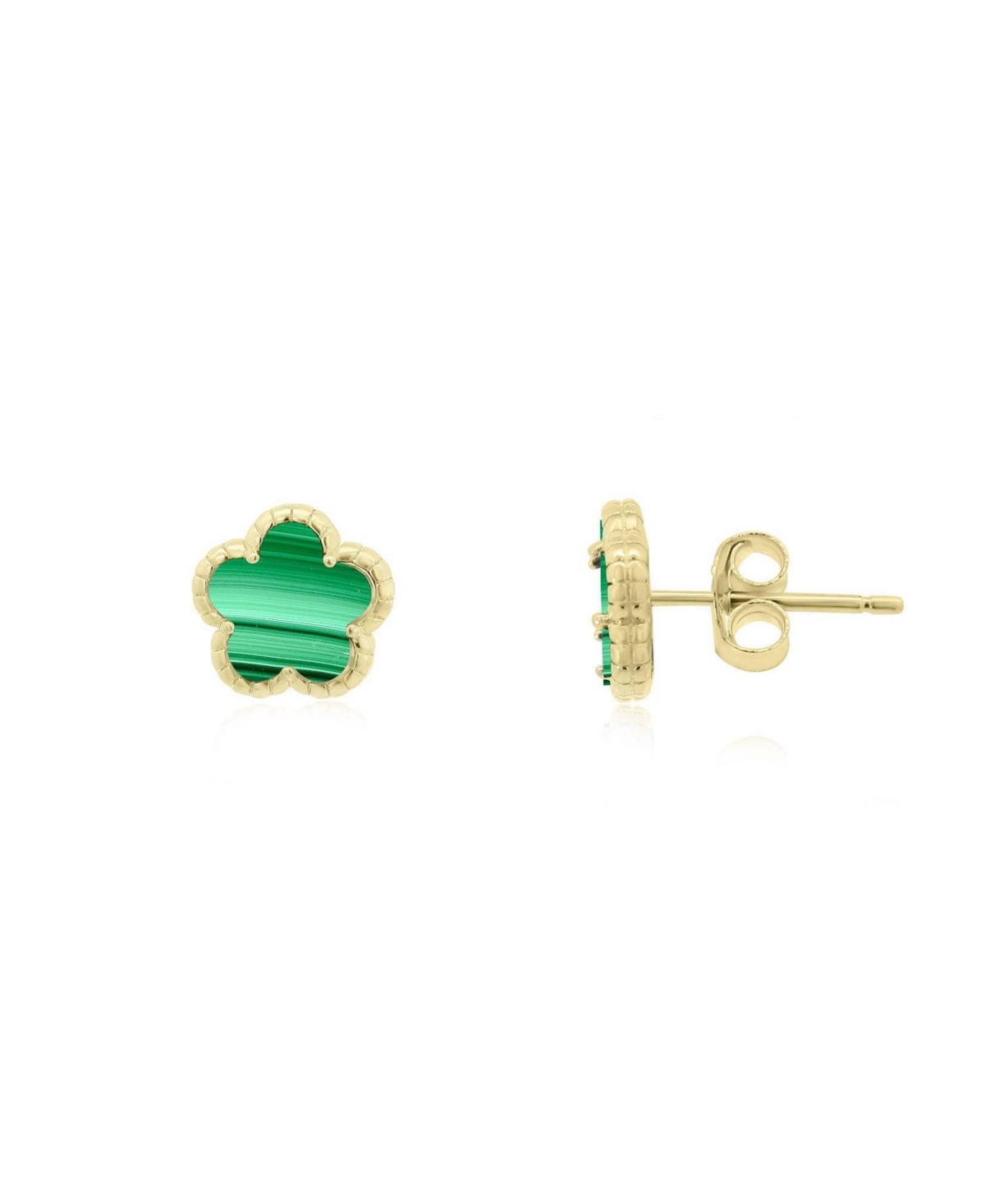 The Lovery Malachite Spring Flower Stud Earrings 14K Gold-Plated Sterling Silver - Malachite