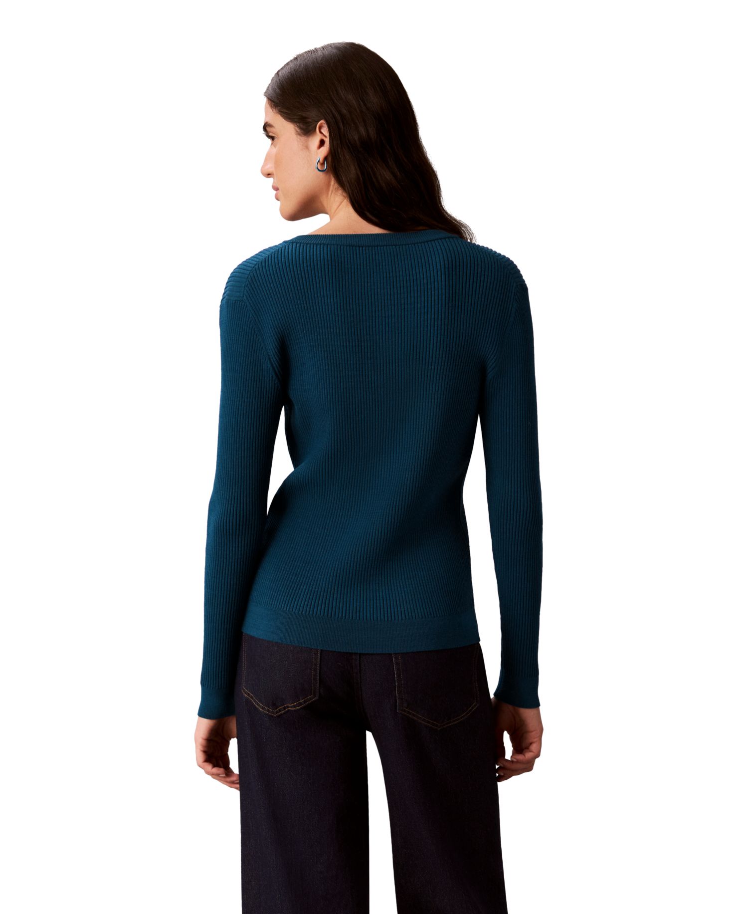 petite Button-Front Ribbed Cardigan Sweater
