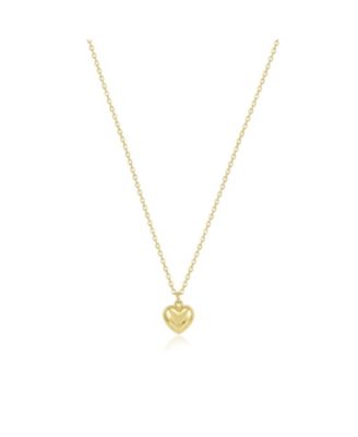Puffy Classic Single Heart Necklace 14K Gold-Plated Sterling Silver