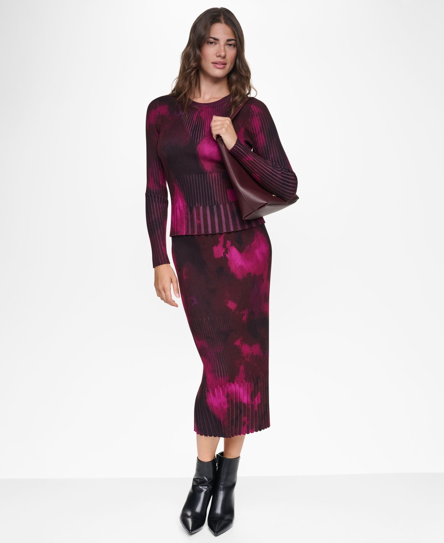 Women's Printed Mix-Rib Sweater