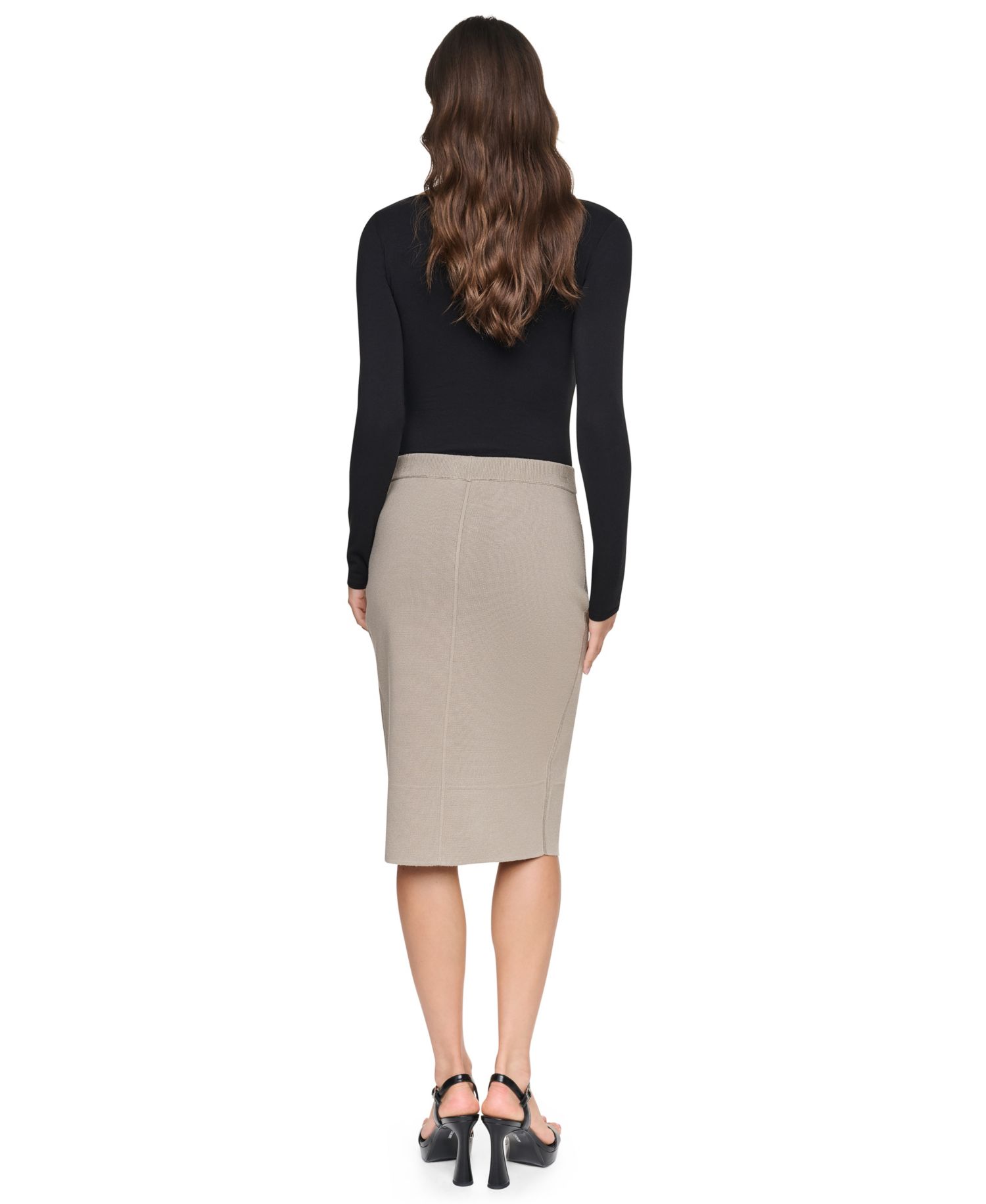 Women's Front Pocket Essentials Pencil Midi High-Waisted Skirt