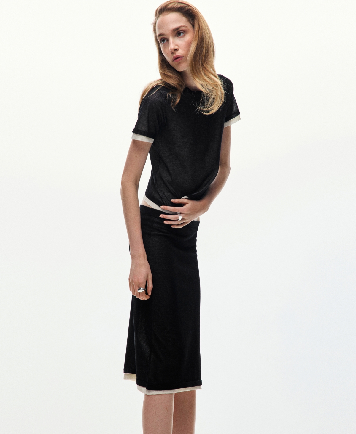 Mango Women's Combined Pencil Midi Skirt