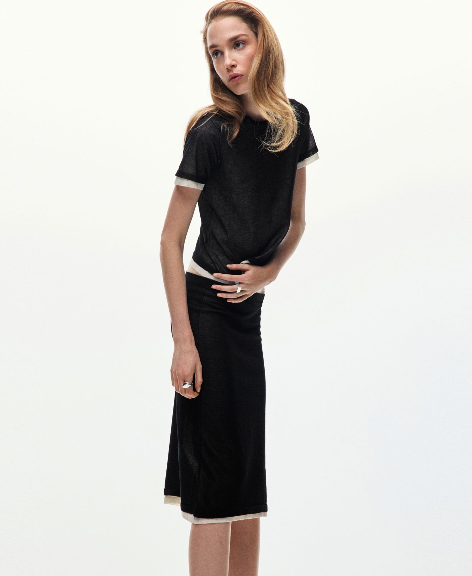 Women's Combined Pencil Midi Skirt
