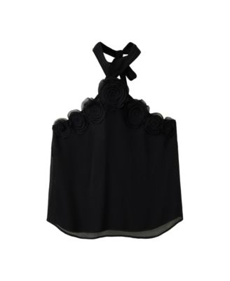 Women's Crop Flower Details Halter Top