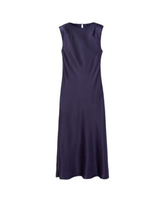 Women's Shoulder Pads Satin Midi Dress