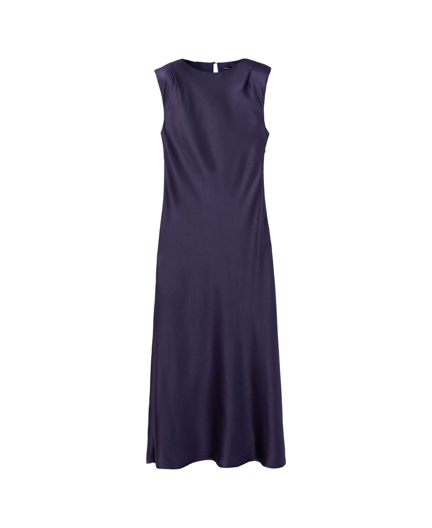 Women's Shoulder Pads Satin Midi Dress