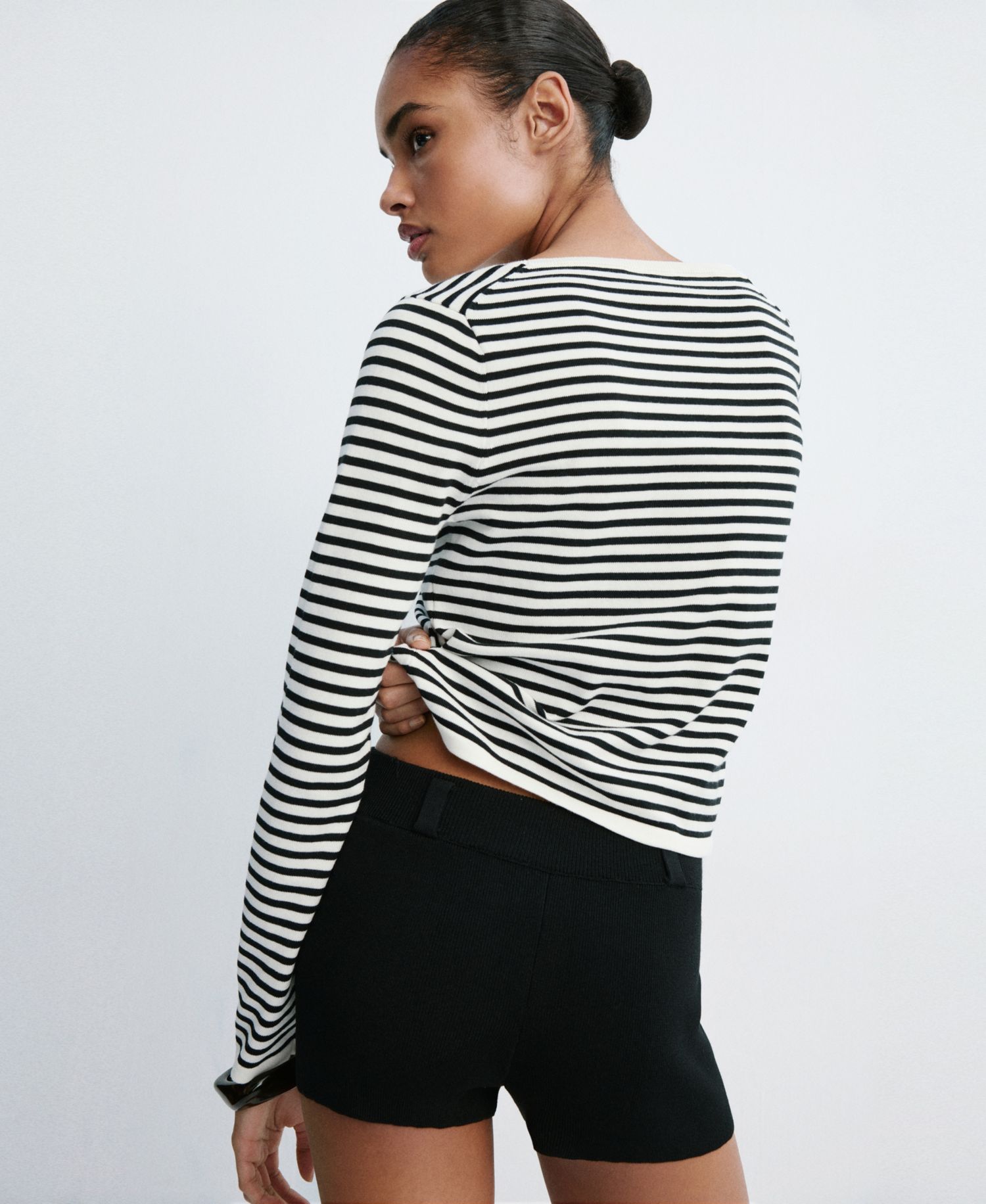 Women's Striped Crewneck Long-Sleeve Sweater