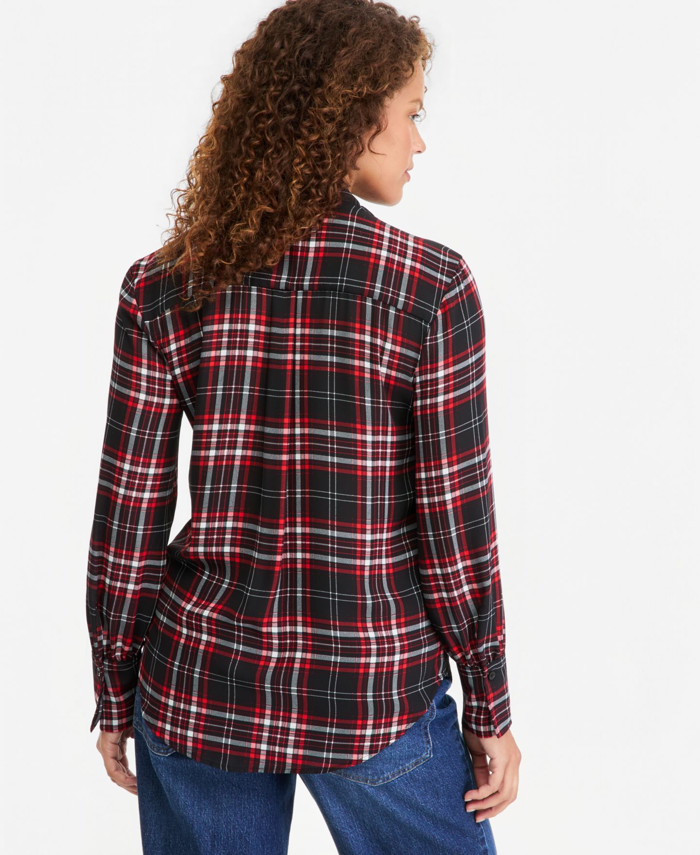 Женская блузка On 34th Plaid Tie-Neck Long-Sleeve, цвет: С принтом — фото 3