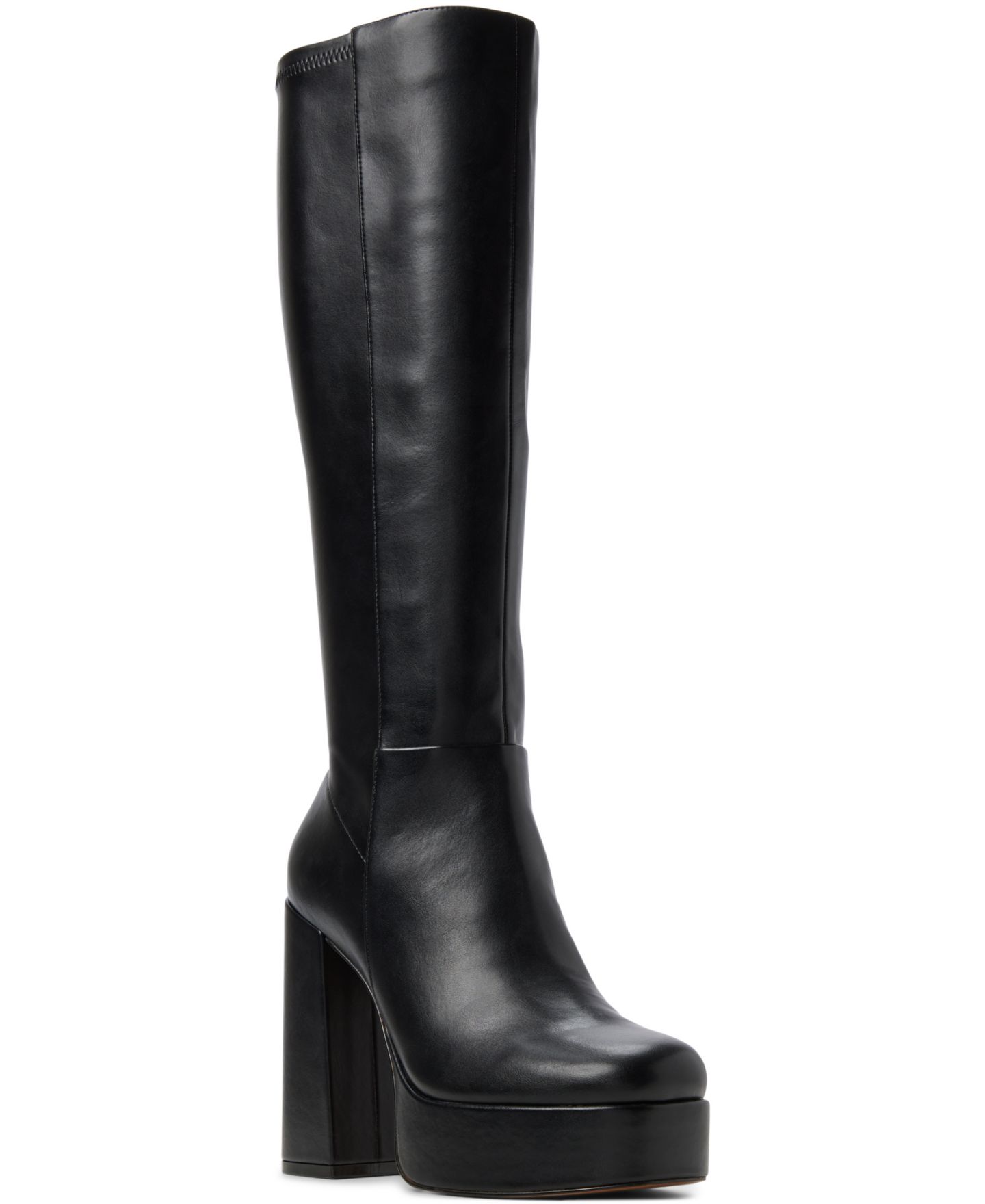 Женские ботинки ALDO Albie Platform Knee High Block Heel, цвет: Чёрный гладкий — фото 1