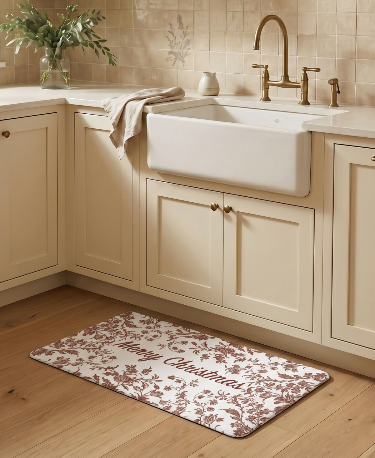 Laura Ashley Amberley Merry Christmas Non-Slip Kitchen Mat